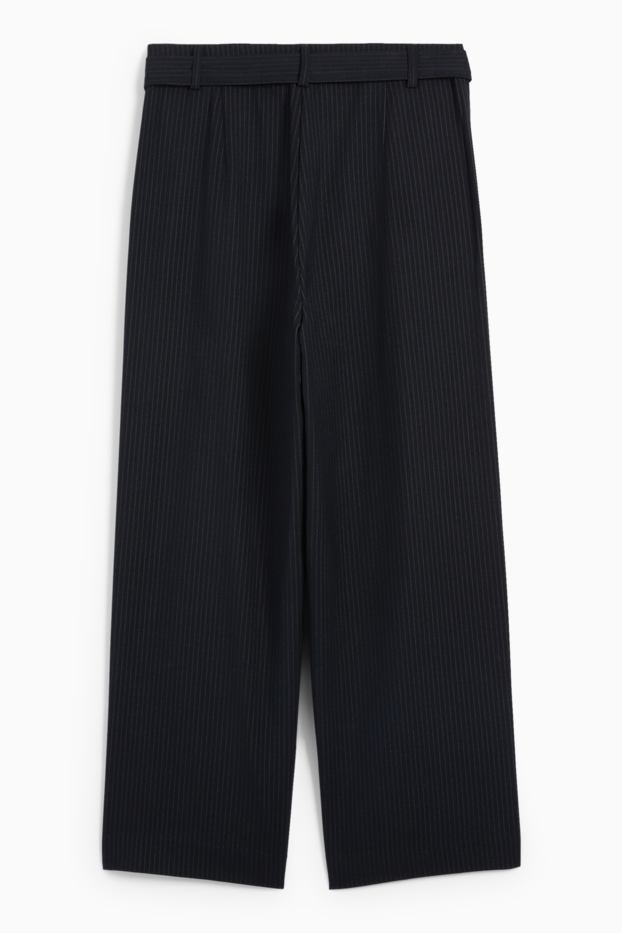 Dona - Pantalons de tela - high waist - wide leg - de ratlla diplomàtica - blau fosc