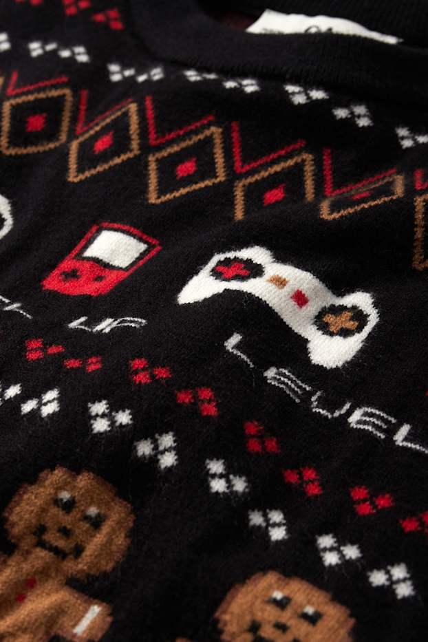 Children Boys - Christmas jumper - gaming - black