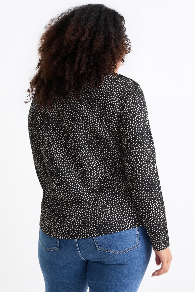 Dona - Samarreta de màniga llarga - de piquets - negre