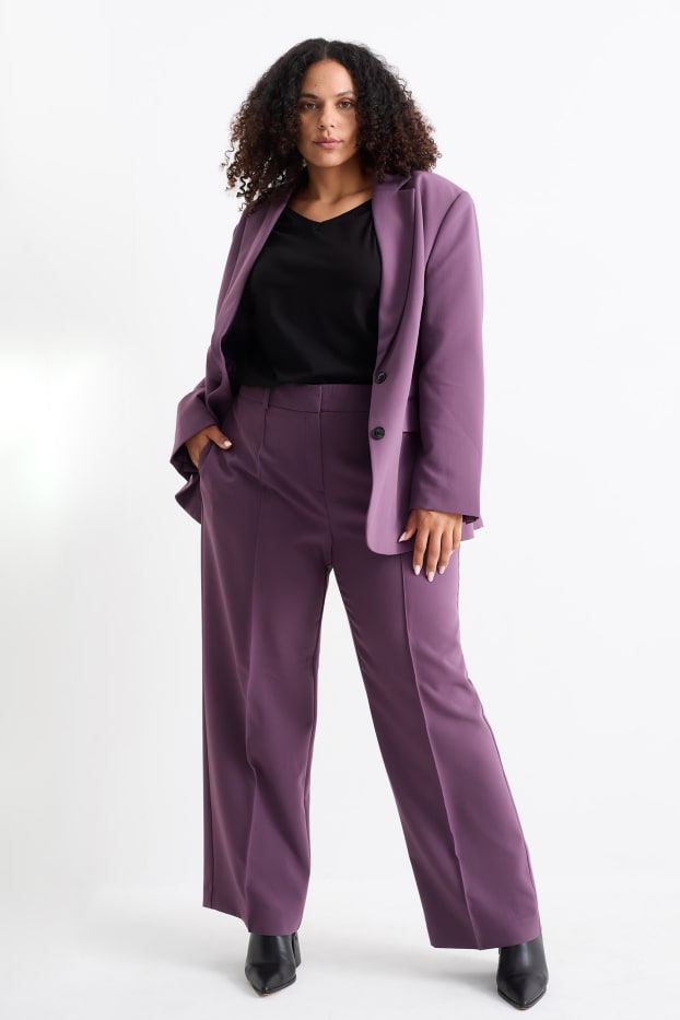 Femmes - Pantalon de toile - high waist - wide leg - violet