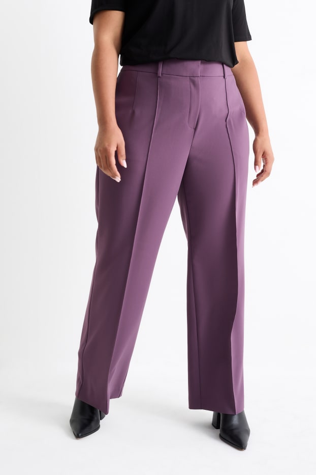 Femmes - Pantalon de toile - high waist - wide leg - violet
