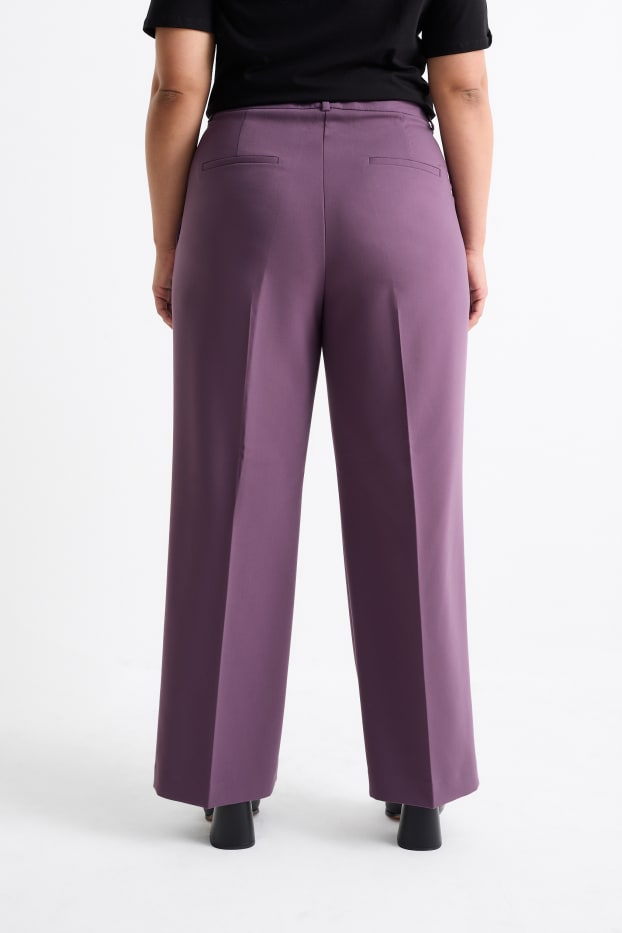 Femmes - Pantalon de toile - high waist - wide leg - violet