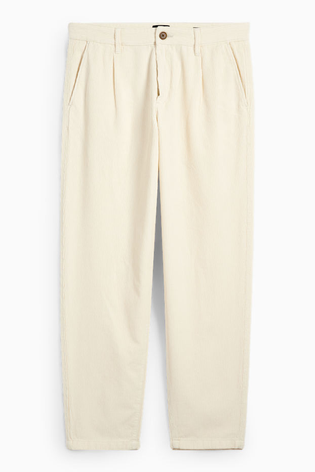 Pánské - Manšestrové kalhoty chino - relaxed fit - krémově bílá
