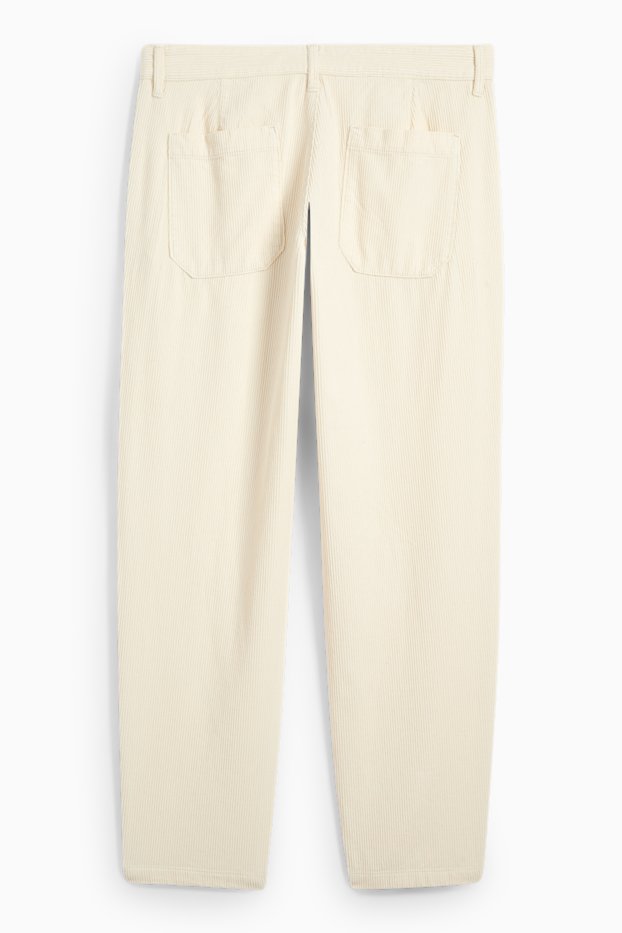 Pánské - Manšestrové kalhoty chino - relaxed fit - krémově bílá