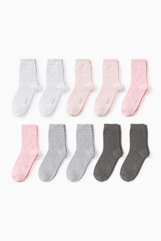 Dames - Set van 10 paar - sokken - roze