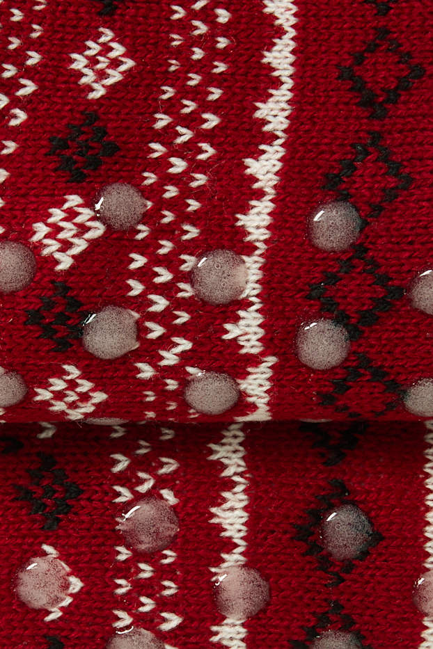 Donna - Calze antiscivolo - fantasia - rosso scuro