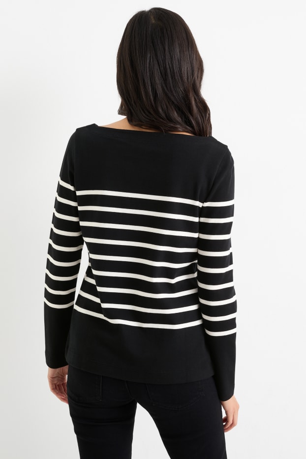 Dames - Set van 2 - basic longsleeve - zwart