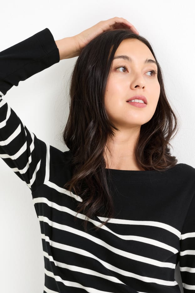 Dames - Set van 2 - basic longsleeve - zwart