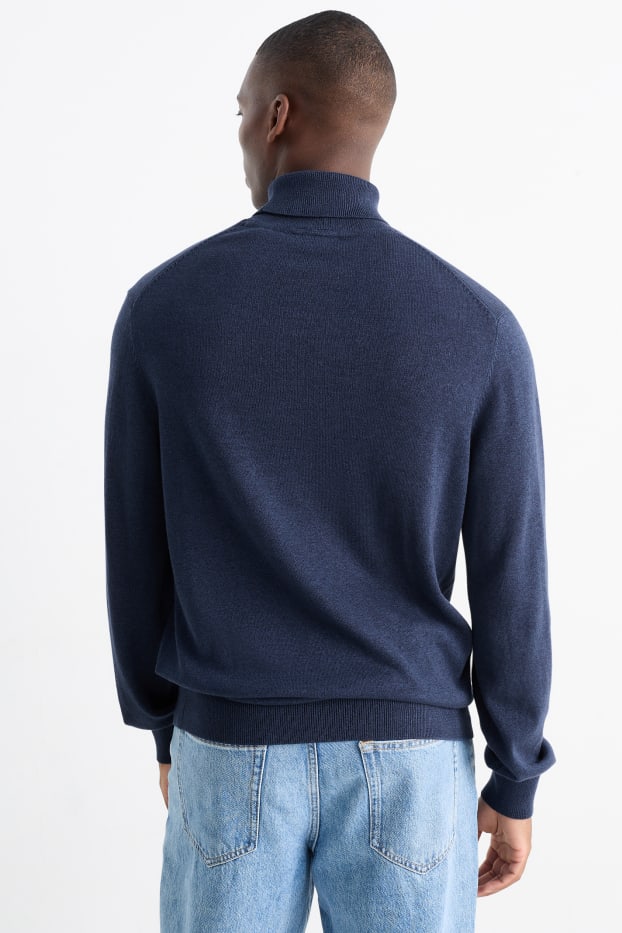 Hommes - Pull à col roulé - bleu foncé