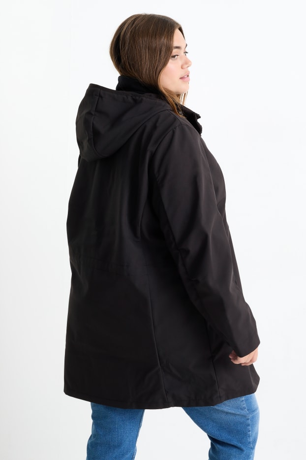 Femmes - Veste softshell à capuche - déperlante - 4 Way Stretch - noir