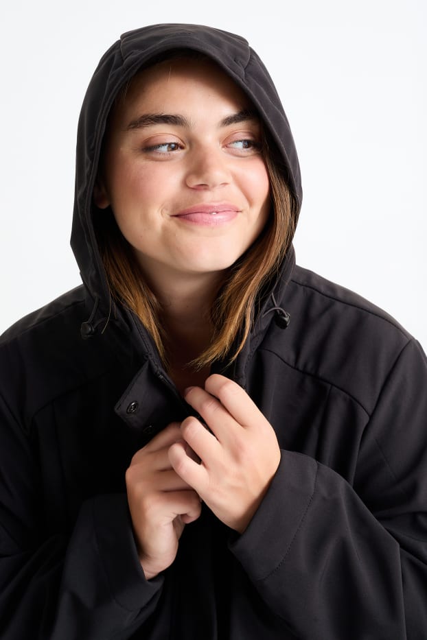 Femmes - Veste softshell à capuche - déperlante - 4 Way Stretch - noir
