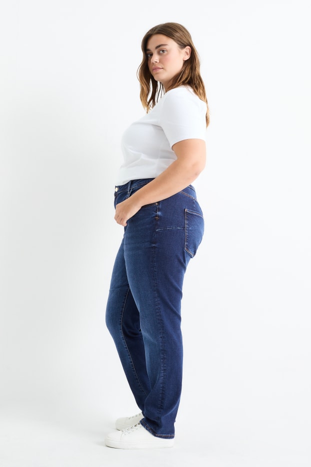 Dámské - Slim jeans - mid waist - tvarující džíny - Flex - LYCRA® - džíny - tmavomodré