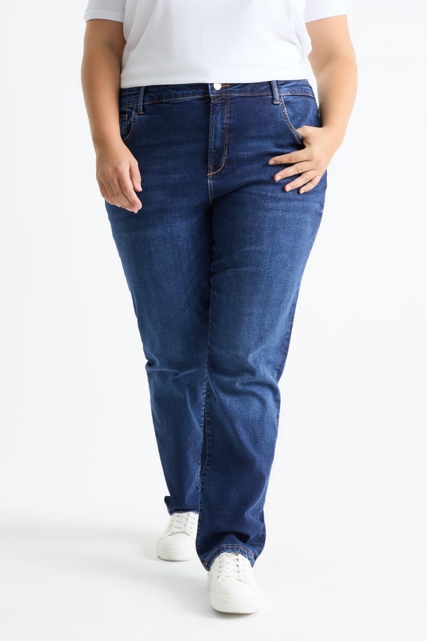 Dámské - Slim jeans - mid waist - tvarující džíny - Flex - LYCRA® - džíny - tmavomodré