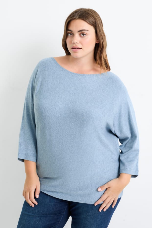 Donna - Maglione in filato lavorato a maglia fine - blu