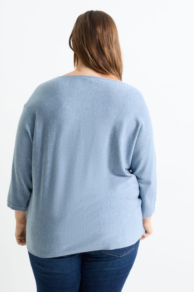 Donna - Maglione in filato lavorato a maglia fine - blu