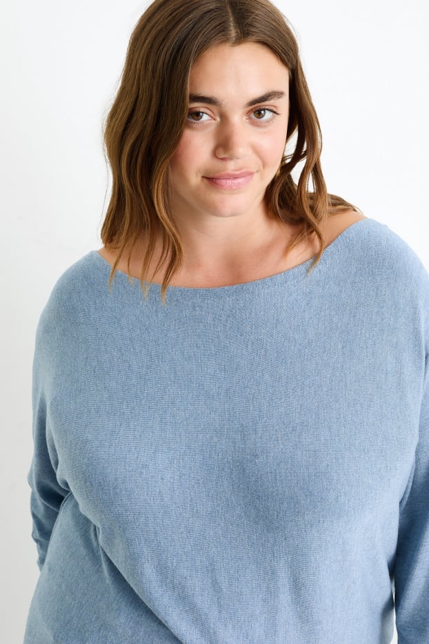 Donna - Maglione in filato lavorato a maglia fine - blu