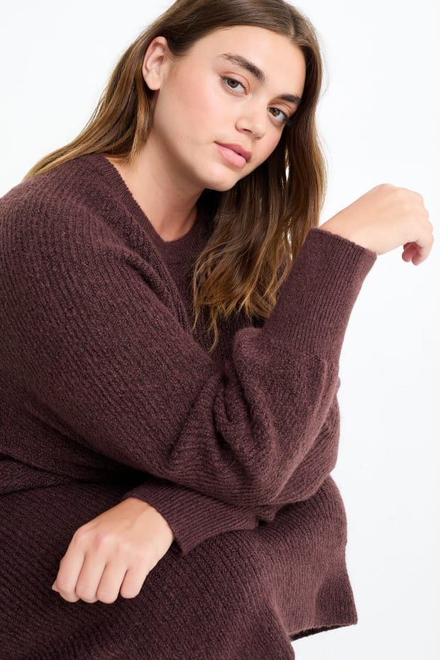 Femmes - Robe en maille - marron foncé