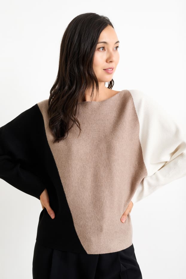 Dona - Jersei - de canalé - marró clar