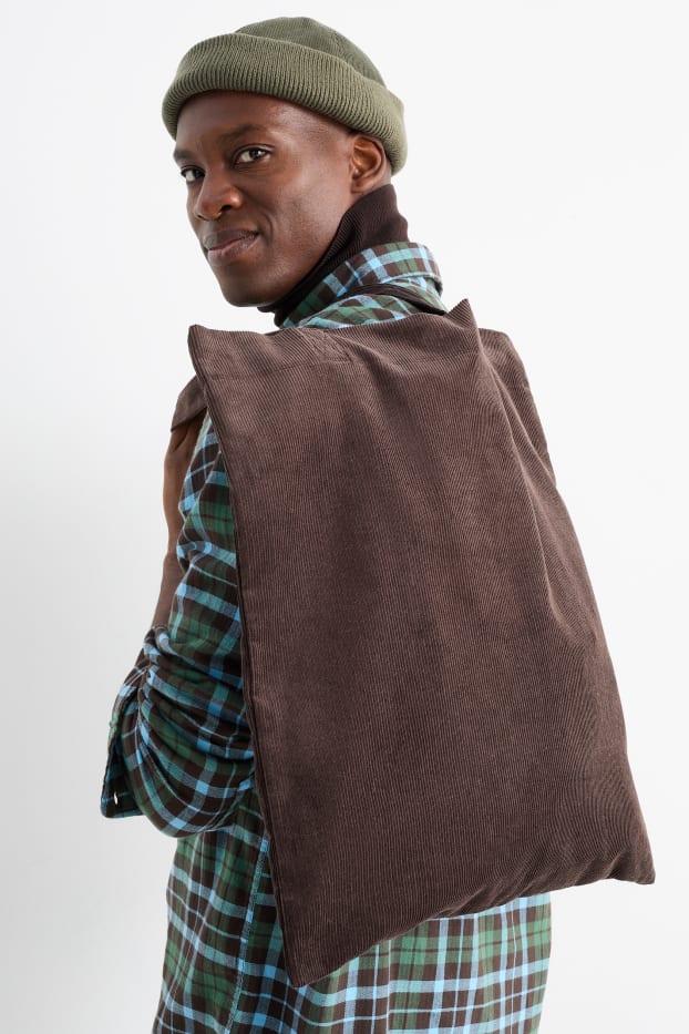 Uomo - Borsa in velluto a coste - marrone scuro