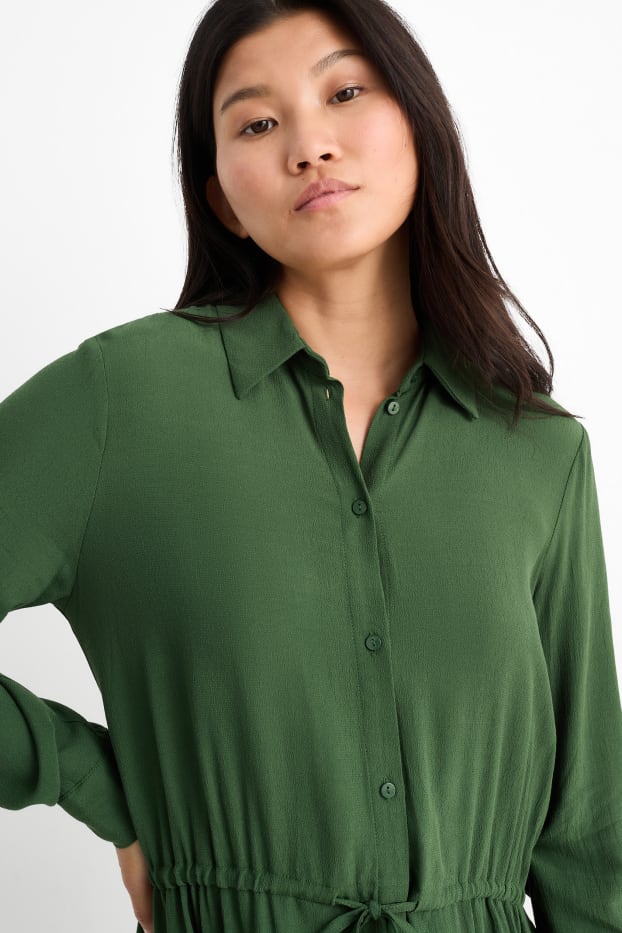 Femmes - Robe-chemisier - vert foncé