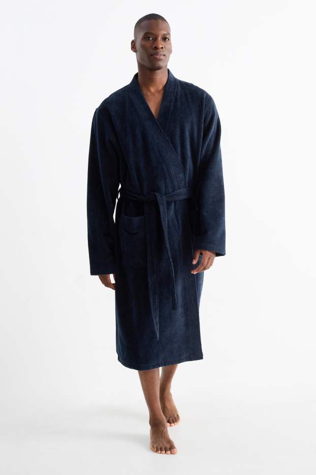 Men - Terry cloth bathrobe - dark blue