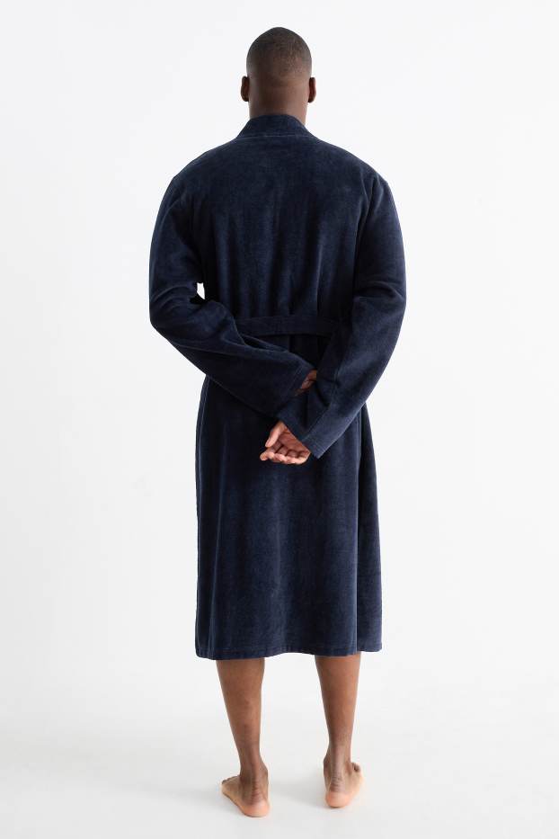 Men - Terry cloth bathrobe - dark blue