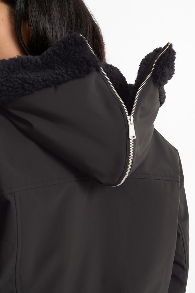 Women - Bomber jacket with hood - black