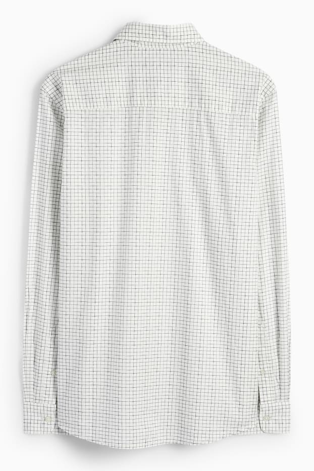Hommes - Chemise - regular fit - col kent - à carreaux - blanc / noir