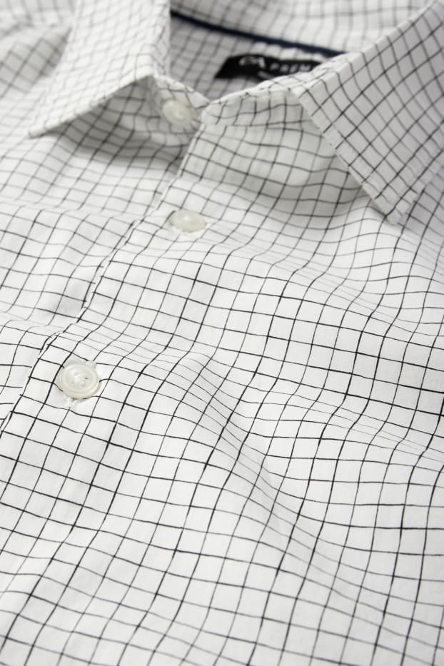 Hommes - Chemise - regular fit - col kent - à carreaux - blanc / noir