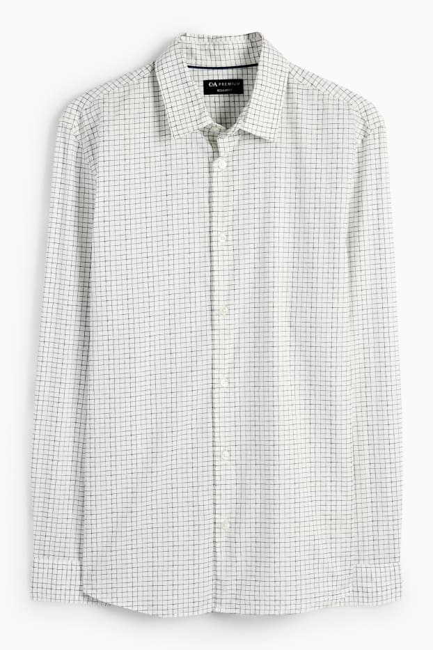 Hommes - Chemise - regular fit - col kent - à carreaux - blanc / noir