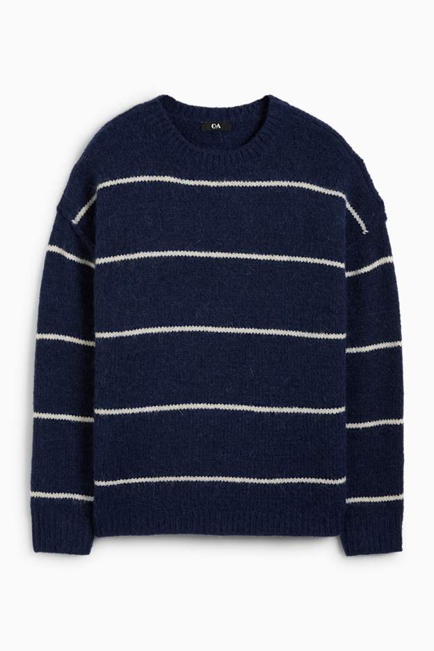 Femmes - Pullover - à rayures - bleu foncé