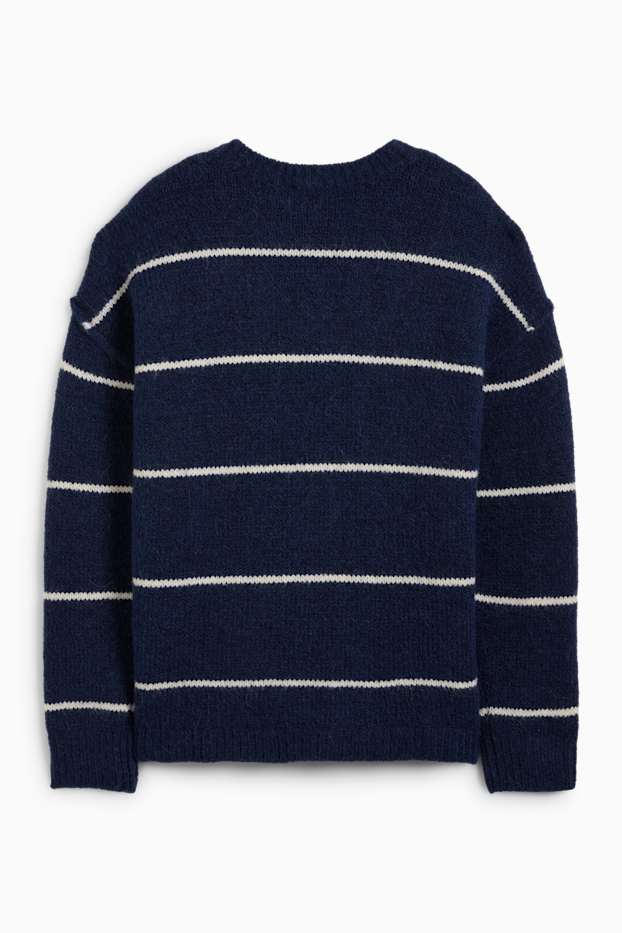 Femmes - Pullover - à rayures - bleu foncé
