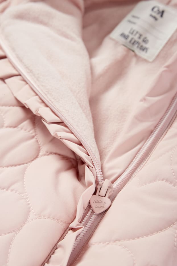 Baby Mädchen - Herz - Baby-Schneeanzug mit Kapuze - wasserabweisend - rosa