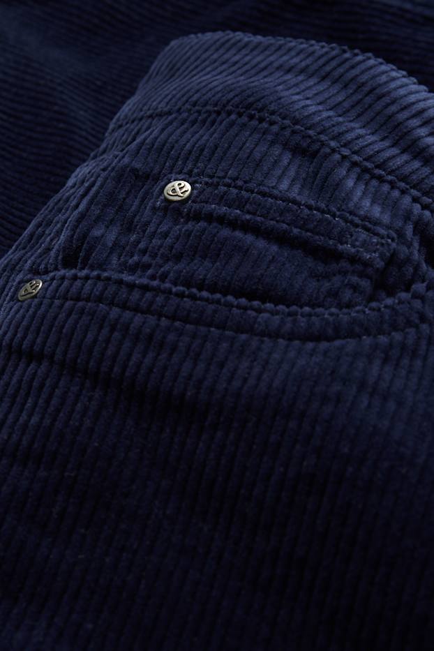 Dames - Corduroy broek - high waist - straight fit - donkerblauw