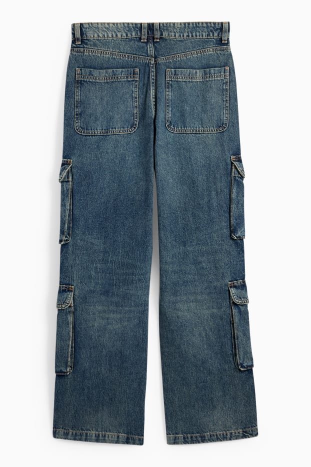 Damen - Cargo Jeans - Low Waist - Relaxed Fit - dunkeljeansblau