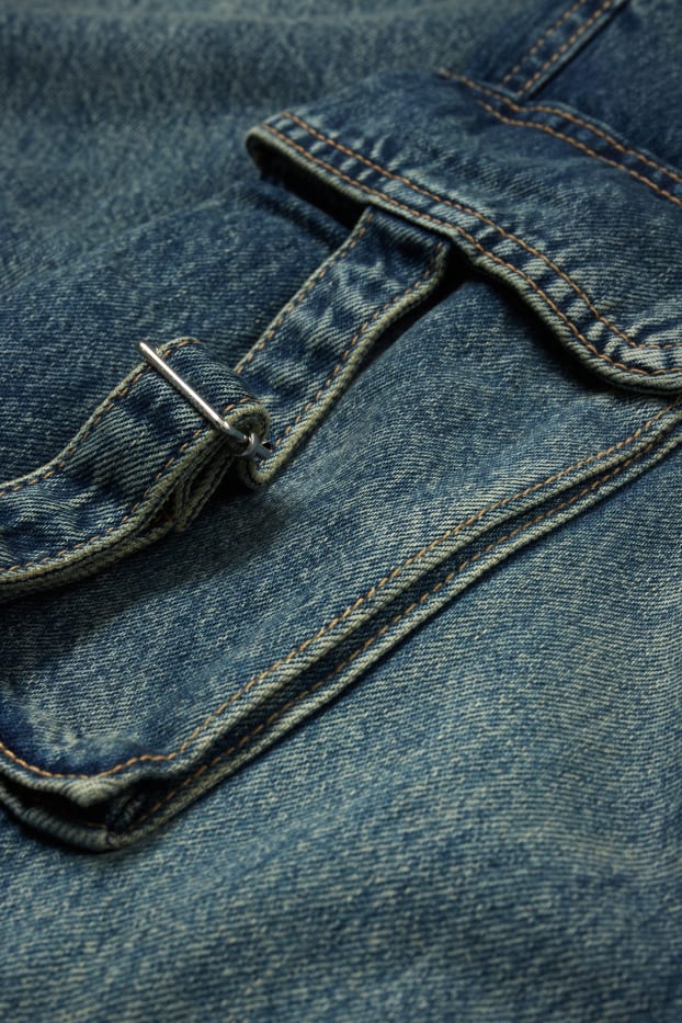 Damen - Cargo Jeans - Low Waist - Relaxed Fit - dunkeljeansblau