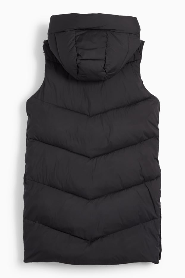 Bambine - Gilet trapuntato con cappuccio - nero