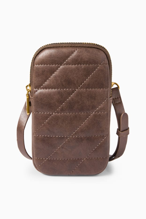 Femmes - Pochette pour portable dotée d’une bandoulière amovible - synthétique - marron