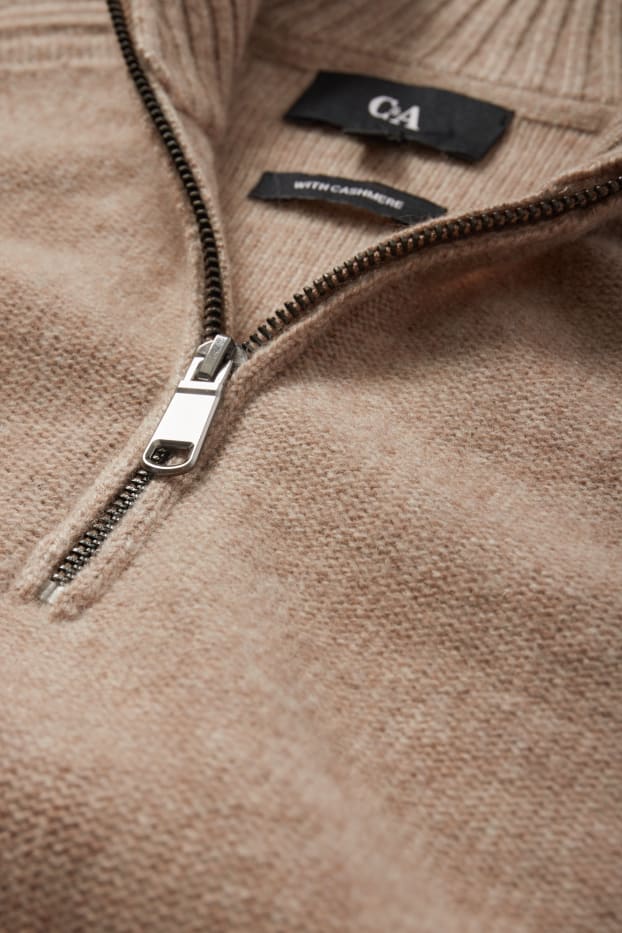 Men - Cashmere blend jumper - wool blend - beige