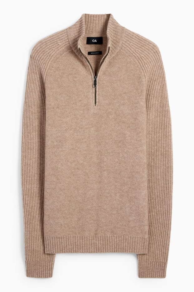 Men - Cashmere blend jumper - wool blend - beige