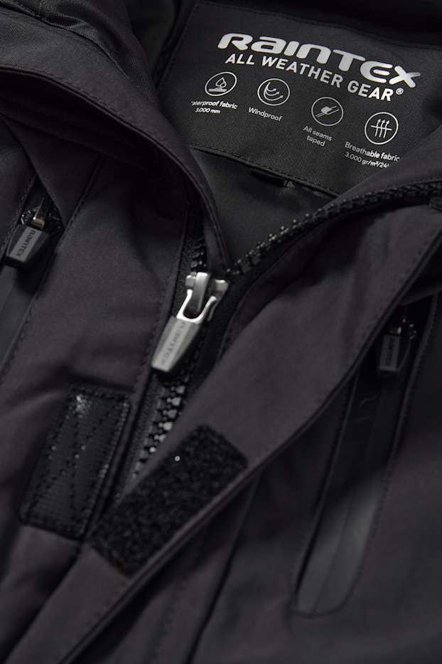 Bambini - Giacca con cappuccio ed ecopelliccia - impermeabile - nero