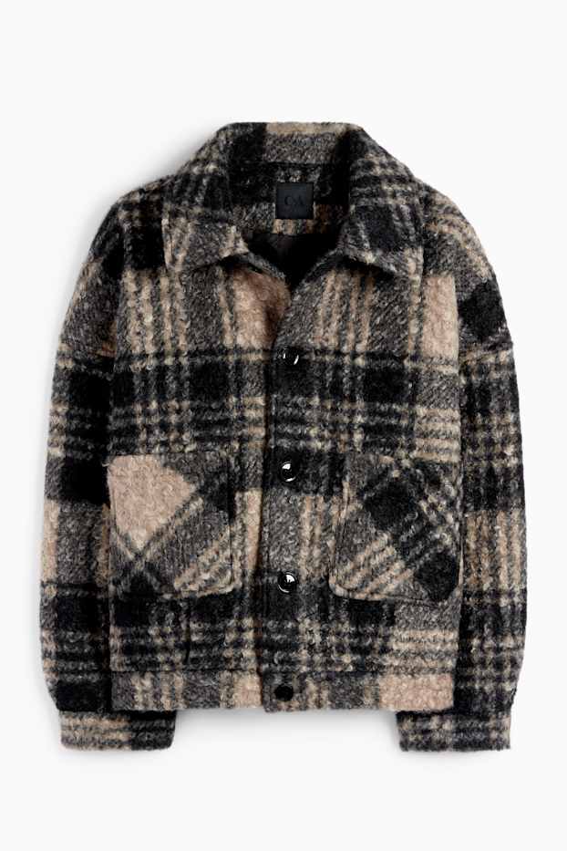 Heren - Jas - geruit - zwart / beige