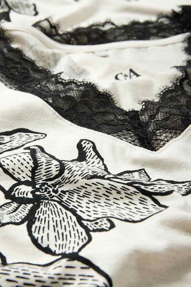 Femmes - Chemise de nuit en viscose - à fleurs - beige clair
