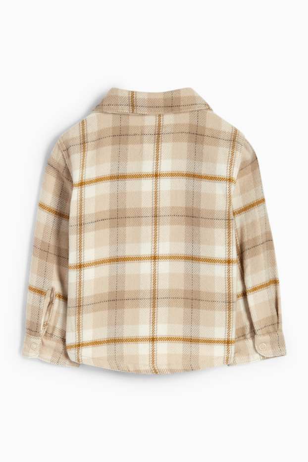 Baby Jungen - Baby-Flanellhemd - kariert - hellbeige