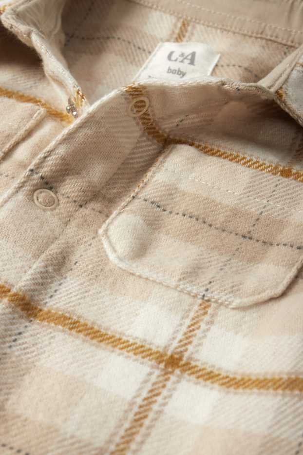Baby Jungen - Baby-Flanellhemd - kariert - hellbeige