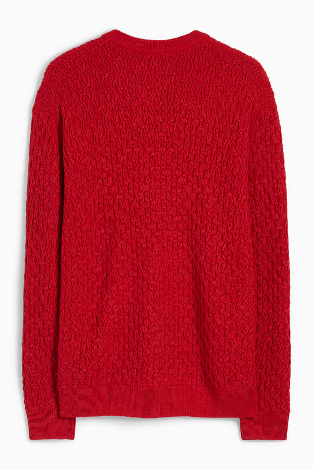 Herren - Pullover - strukturiert - rot