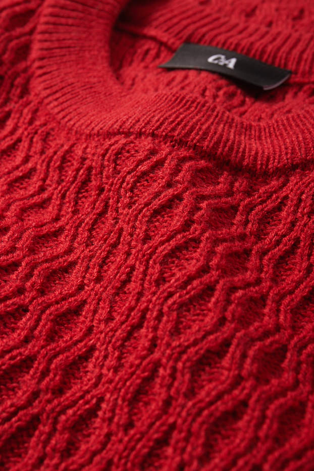 Herren - Pullover - strukturiert - rot