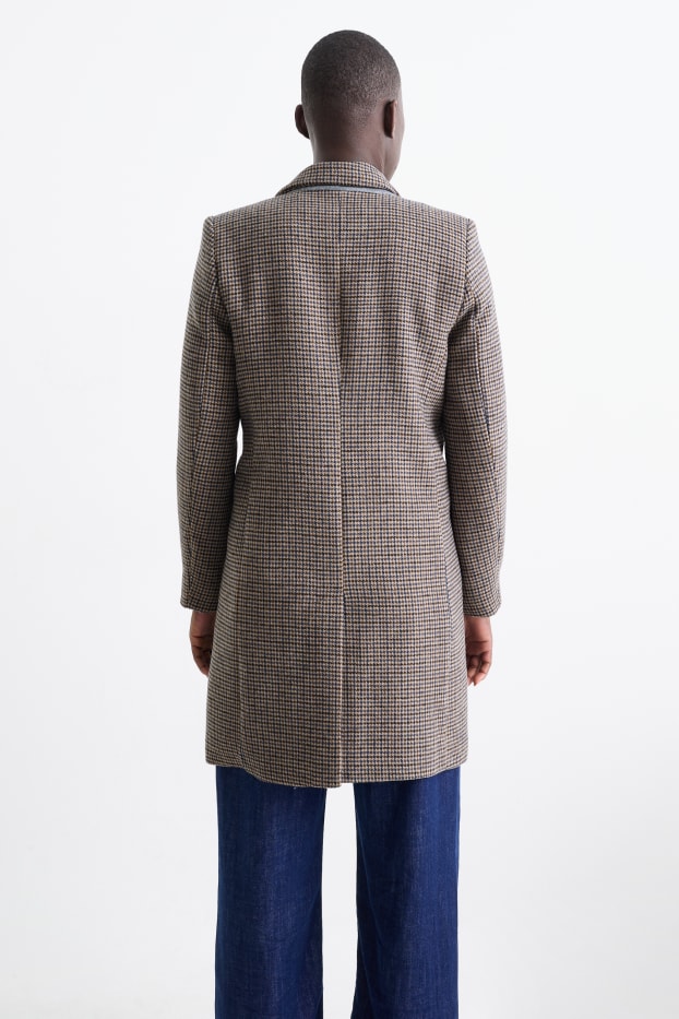 Femmes - Manteau - à carreaux - marron