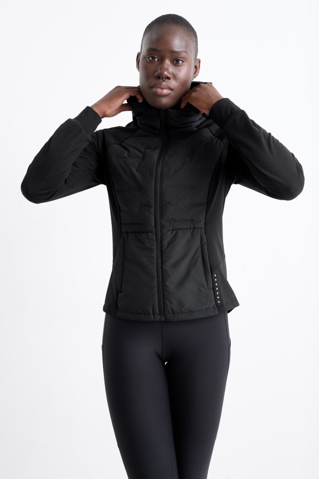 Femmes - Veste chaude de sport à capuche - noir