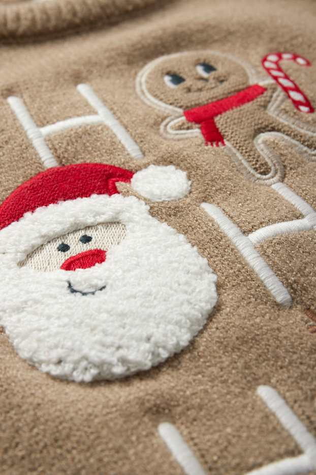 Baby Jungen - HoHoHo - Baby-Weihnachtspullover - beige